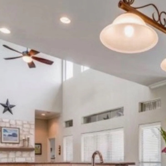 Island Billiard 3 light bronze pendant liberty bell alabaster shade kitchen pool - Picture 16 of 16